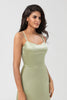 Załaduj obraz do przeglądarki galerii, Satynowa Zielona Sukienki Dla Druhny Ze Sznurowanymi Plecami