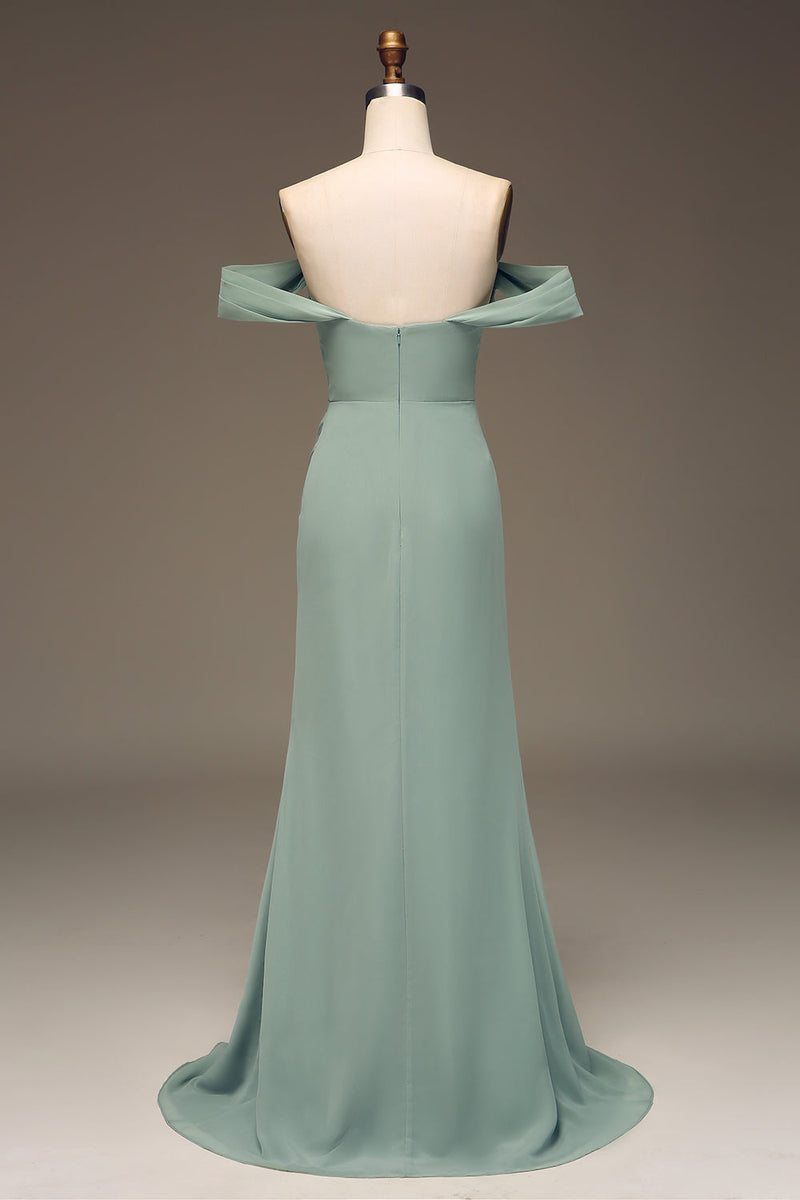 Załaduj obraz do przeglądarki galerii, Zielone Satynowe Sukienki Dla Druhny z Odkrytymi Ramionami