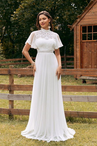 Kość Słoniowa Vintage Suknia Ślubna Z Koronką