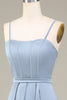 Załaduj obraz do przeglądarki galerii, Niebieska Cienkich Ramiączkach Satynowa Długa Sukienki Dla Druhny