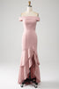 Załaduj obraz do przeglądarki galerii, Różowa Syrenka Marszczona Sukienka Matki Panny Młodej