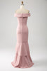 Załaduj obraz do przeglądarki galerii, Różowa Asymetryczna Sukienki Syrenka Na Wesele Dla Mamy z Falbanami