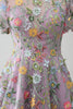 Załaduj obraz do przeglądarki galerii, Fioletowa Sukienka Na Studniówkę Z Krótkimi Rękawami z Haftem