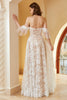 Załaduj obraz do przeglądarki galerii, Wspaniała linia z ramion Biała koronkowa suknia ślubna