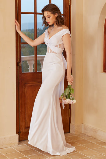 Biała suknia ślubna z Odkrytymi Ramionami Syrenka