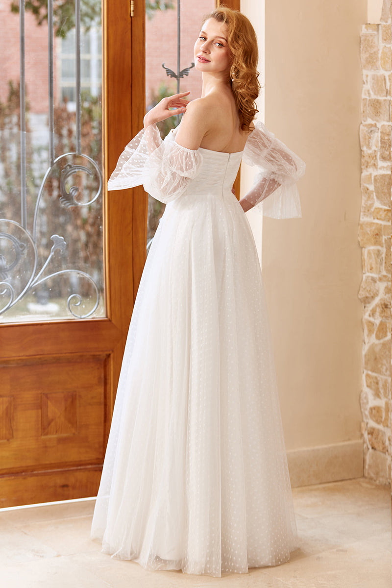 Załaduj obraz do przeglądarki galerii, Biała tiulowa suknia ślubna z Odkrytymi Ramionami