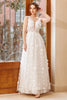 Załaduj obraz do przeglądarki galerii, Białe aplikacje Tiulowa suknia ślubna