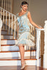 Załaduj obraz do przeglądarki galerii, Niebieska Morela Sukienka Lata 20 Z Cekinami I Frędzlami