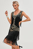 Załaduj obraz do przeglądarki galerii, Czarna Sukienka Lata 20 Wielki Gatsby Z Cekinami I Frędzlami
