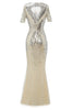 Załaduj obraz do przeglądarki galerii, Królewska Niebieska Długie Sukienki Lata 20 z Cekinami