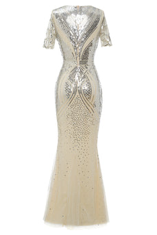 Morelowe Królewska Długie Sukienki Lata 20 z Cekinami