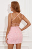 Załaduj obraz do przeglądarki galerii, Różowe Cienkich Ramiączkach Sukienki Cekinowe Na Impreze