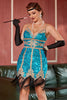 Załaduj obraz do przeglądarki galerii, Lake Blue Sequin Short Gatsby 1920s Sukienka z frędzlami