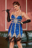 Załaduj obraz do przeglądarki galerii, Royal Blue Sequin Short Gatsby 1920s Sukienka z frędzlami
