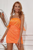Załaduj obraz do przeglądarki galerii, Pomarańczowe Bez Ramiączek Cekiny Sukienki Krótkie na Studniówke z Frędzlami