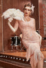 Załaduj obraz do przeglądarki galerii, Blush Sequins 1920s Flapper Gatsby Sukienka z frędzlami
