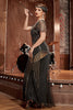Załaduj obraz do przeglądarki galerii, Czarno-złota cekinowa długa sukienka Gatsby&#39;ego z 1920 roku z cekinami
