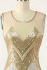 Załaduj obraz do przeglądarki galerii, Złoty klejnot Neck 1920s Sukienka Gatsby&#39;ego z frędzlami