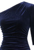 Załaduj obraz do przeglądarki galerii, Jedno ramię Niebieska sukienka Bodycon Velvet