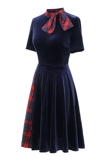 Ciemnozielona sukienka w kratę Vintage Velvet