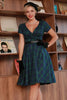 Załaduj obraz do przeglądarki galerii, Ciemnozielony krótki rękaw 1950s Sukienka w kratę