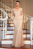 Załaduj obraz do przeglądarki galerii, Syrenka Rumieniec Sukienka Lata 20 Wielki Gatsby z Koralikami