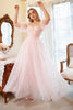 Załaduj obraz do przeglądarki galerii, Plus Size Tiulowa Różowa Sukienki Na Studniówke z Haftem