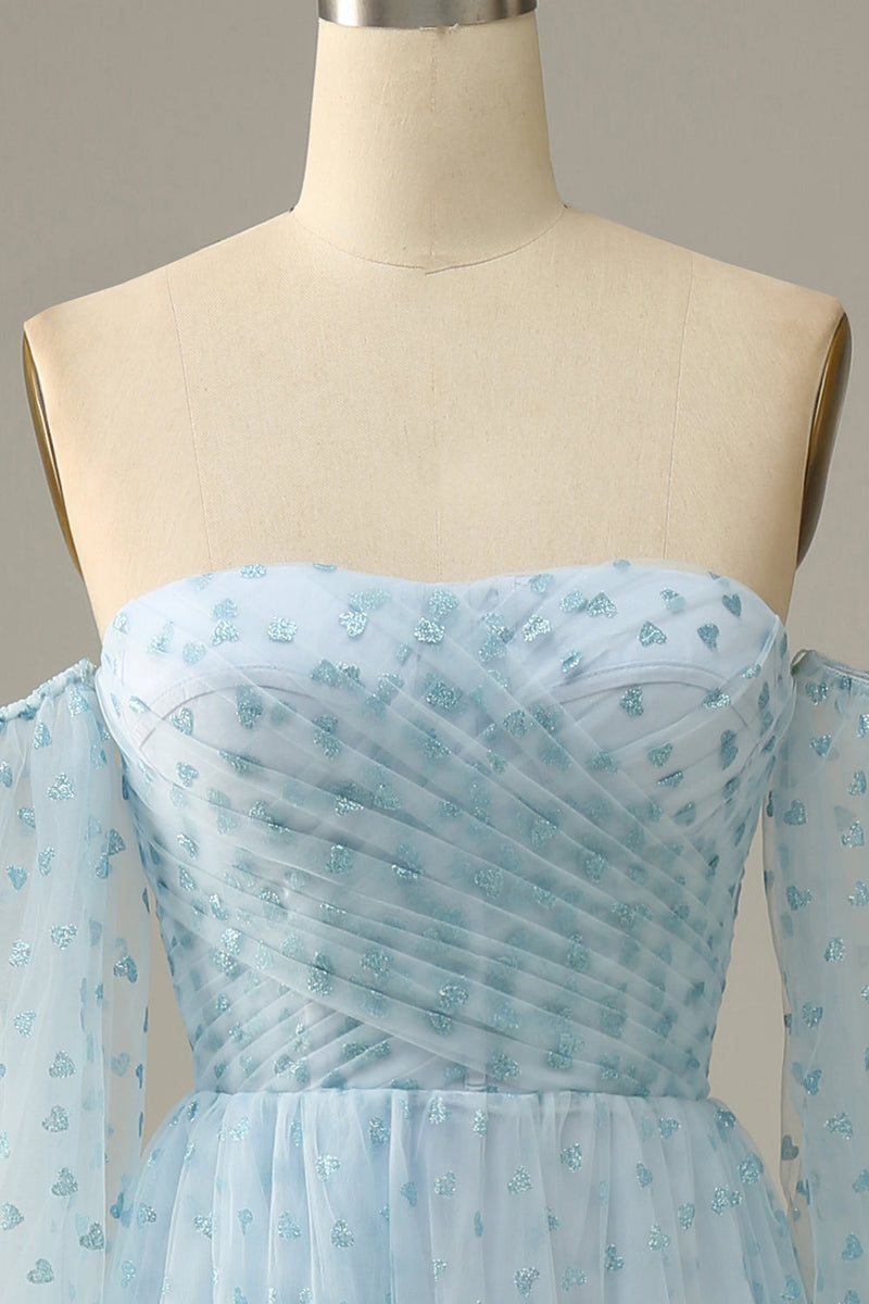 Załaduj obraz do przeglądarki galerii, Błękitny Długie Sukienka Na Studniówkę  z Odkrytymi Ramionami
