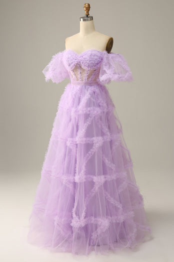 Fioletowy Tiulowa Sukienka Na Studniówkę
