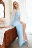 Załaduj obraz do przeglądarki galerii, Plus Size Niebieska Syrenka Sukienki Na Studniówke z Aplikacjami