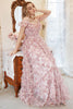 Załaduj obraz do przeglądarki galerii, Plus Size Różowa Tiulowa Sukienka Na Studniówkę W Kwiaty