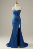 Załaduj obraz do przeglądarki galerii, Królewski Niebieski Cienkich Ramiączkach Sukienka Na Studniówkę