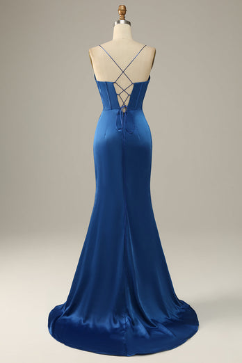 Długie Królewska Niebieska Syrenka Sukienki Na Studniówke Z Rozcięciem