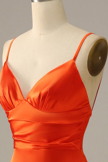 Pomarańczowe Sukienka Na Studniówkę Długa Z Odkrytymi Plecami
