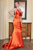 Załaduj obraz do przeglądarki galerii, Syrenka Pomarańczowa Cienkich Ramiączkach Sukienki Na Studniówke