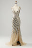 Załaduj obraz do przeglądarki galerii, Długie Cekinowa Syrenka Sukienka Na Studniówke Bez Pleców