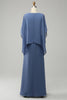 Załaduj obraz do przeglądarki galerii, Niebieska Błyszczące Batwing Rękawy Sukienki Na Wesele Dla Mamy z Koralikami