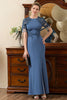 Załaduj obraz do przeglądarki galerii, Niebieska Syrenka Sukienki Na Wesele Dla Mamy z Koralikami