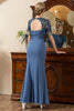 Załaduj obraz do przeglądarki galerii, Niebieska Syrenka Sukienki Na Wesele Dla Mamy z Koralikami