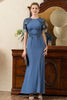 Załaduj obraz do przeglądarki galerii, Niebieska Sukienka Syrenka Na Wesele Dla Mamy z Koralikami