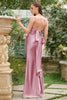 Załaduj obraz do przeglądarki galerii, Różowa Syrenka Sukienki Na Studniówke z Cienkich Ramiączkach