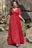 Załaduj obraz do przeglądarki galerii, Czerwona Plus Size Dekolt V Sukienki Na Studniówke z Krótki Rękaw