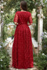 Załaduj obraz do przeglądarki galerii, Czerwona Dekolt V Sukienki Dla Druhny z Rozcięciem