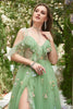 Załaduj obraz do przeglądarki galerii, Zielona Tiulowa Sukienki Na Studniówke Z Rozcięciem