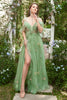 Załaduj obraz do przeglądarki galerii, Zielona Tiulowa Sukienki Na Studniówke Z Rozcięciem