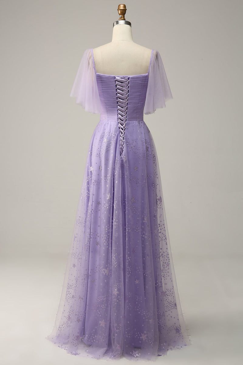 Załaduj obraz do przeglądarki galerii, Fioletowe Sukienki Na Studniówke Z Odkrytymi Ramionami