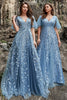 Załaduj obraz do przeglądarki galerii, Niebieska Dekolt V Cekinowa Sukienki Na Studniówke