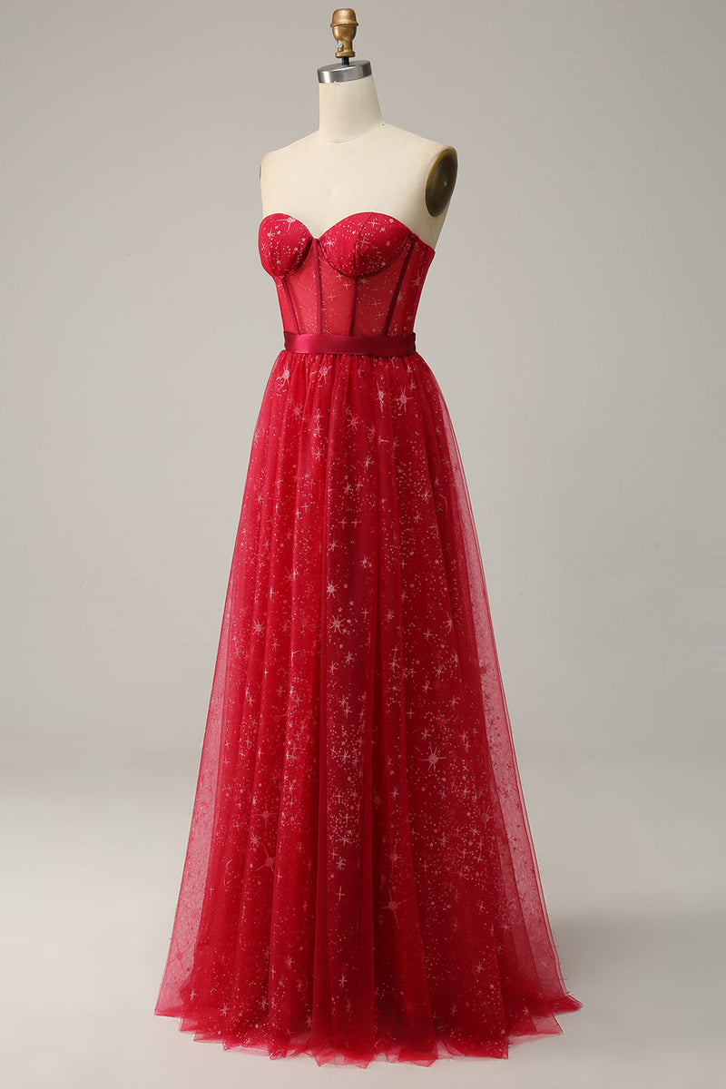 Załaduj obraz do przeglądarki galerii, Czerwona Tiulowe Sukienki Na Studniówke Bez Ramiączek