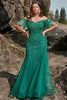 Załaduj obraz do przeglądarki galerii, Plus Size Syrenka Zielona Sukienki Na Studniówke z Odkrytymi Ramionami