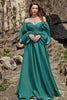Załaduj obraz do przeglądarki galerii, Zielona Sukienki Na Studniówke Z Odkrytymi Ramionami Z Dlugim Rekawem